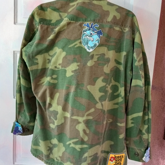 SOLD @MARKET Vintage Army Camo custom trippy hippie Rage patch jacket! - Picture 7 of 8